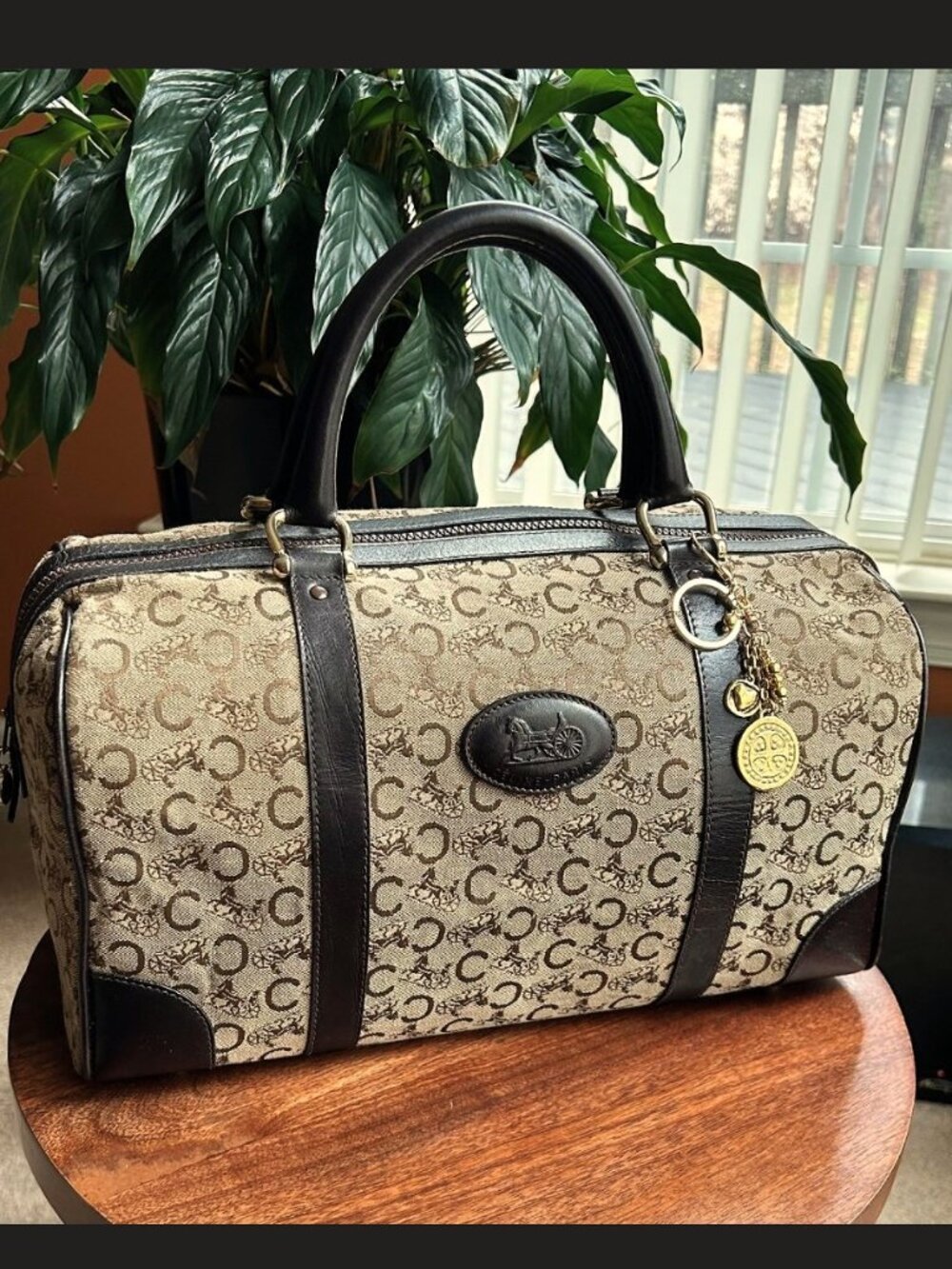 CELINE C Sulky Boston Bag, Tan and Brown 👜
